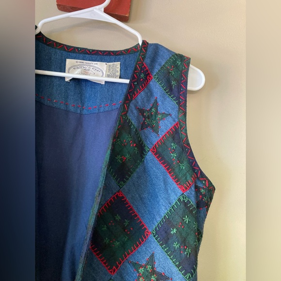 Vintage Eagle's Eye Blue & Green Patchwork Sweater Vest M - Picture 3 of 6